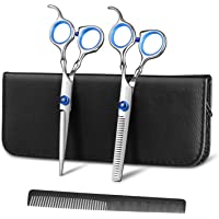KYG Tijeras de Peluquería Profesional 6 Pulgadas- Tijeras Barbero de Cortar y Entresacar- Acero Inoxidable 6CR- con…